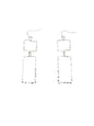 Thin Silver Double Open Rectangle 2" Drop Earring
