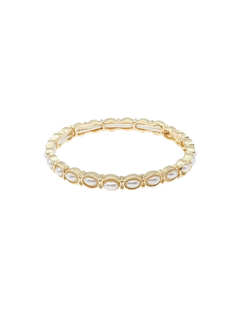 Gold stretch Bracelet with Pearl Accents