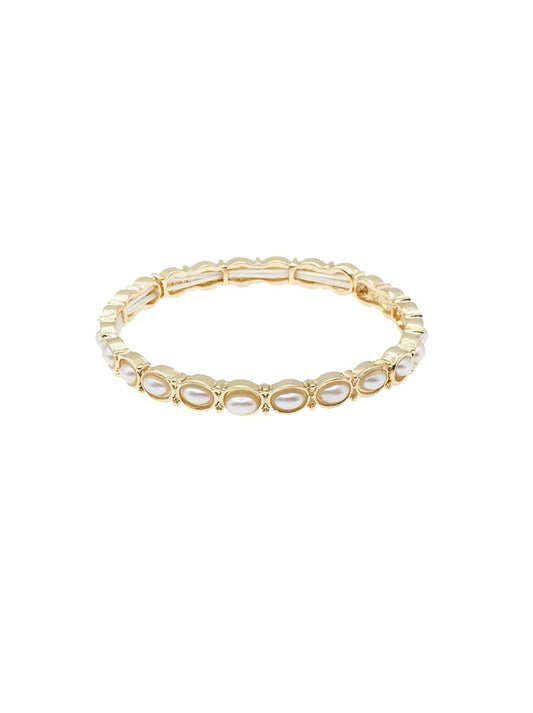 Gold stretch Bracelet with Pearl Accents