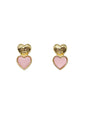 Gold Hammered and Pink Heart 1" Earring