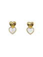 Gold Hammered and White Heart 1" Earring