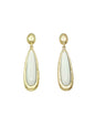 Gold Hammered and White Acrylic Oval Drop 2"