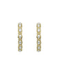Gold Hammered and Pearl Circle 2" Hoop Earring