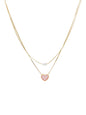 Gold Chain with Pearl and Pink Heart 16"-18" Necklace