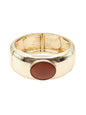 Gold 1" Stretch with Brown Stone Circle Accent Bracelet