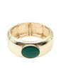 Gold 1" Stretch with Green Stone Circle Accent Bracelet