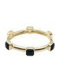 Hammered Gold with Black Square Stone Stretch Bracelet
