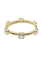 Hammered Gold with Pearl Square Stone Stretch Bracelet