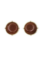 Brown Stone with Gold Outline .5" Stud Earrings