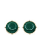 Green Stone with Gold Outline .5" Stud Earrings