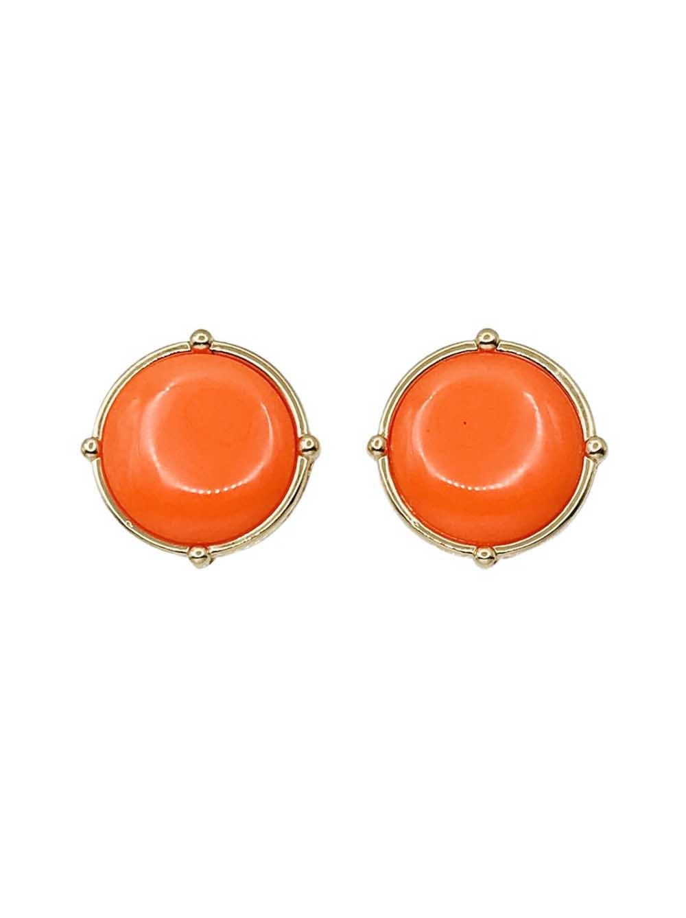 Orange Stone with Gold Outline .5" Stud Earrings