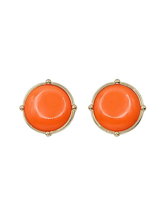 Orange Stone with Gold Outline .5" Stud Earrings