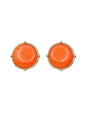 Orange Stone with Gold Outline .5" Stud Earrings