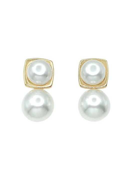 Pearl and Gold Circle Drop .75" Earring