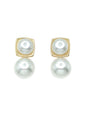 Pearl and Gold Circle Drop .75" Earring
