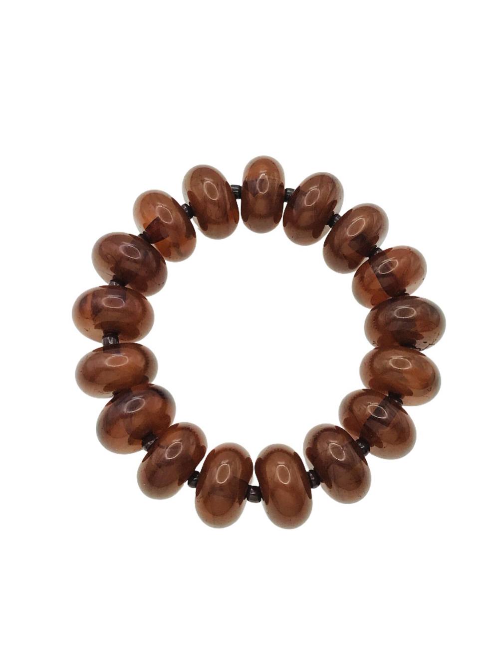 Maroon Acrylic Oval Beaded Stretch Bracelet