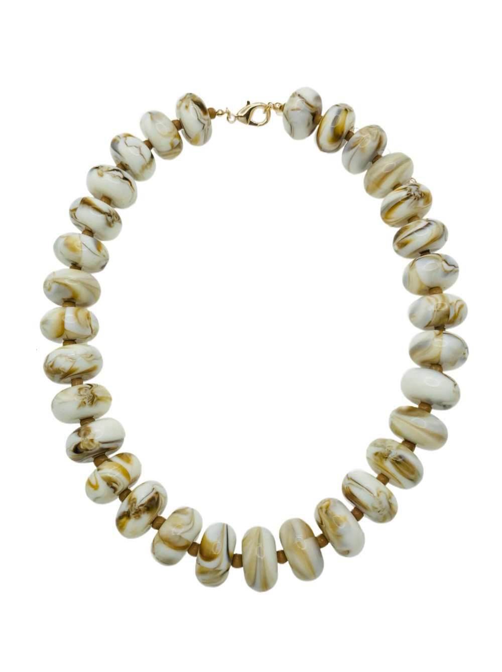 Natural/Tan Acrylic Large Beaded Oval 16"-18" Necklace
