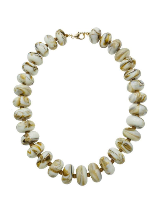 Natural/Tan Acrylic Large Beaded Oval 16"-18" Necklace