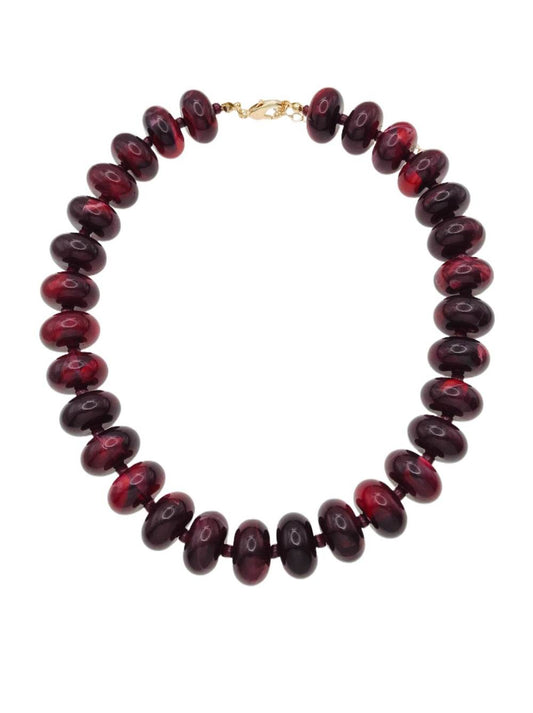 Maroon Acrylic Large Beaded Oval 16"-18" Necklace