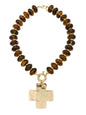 Brown Acrylic Oval with Hammered Cross 16"-18" Necklace
