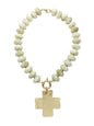 Natural Acrylic Oval with Hammered Cross 16"-18" Necklace