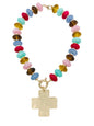 Multi Acrylic Oval with Hammered Cross 16"-18" Necklace