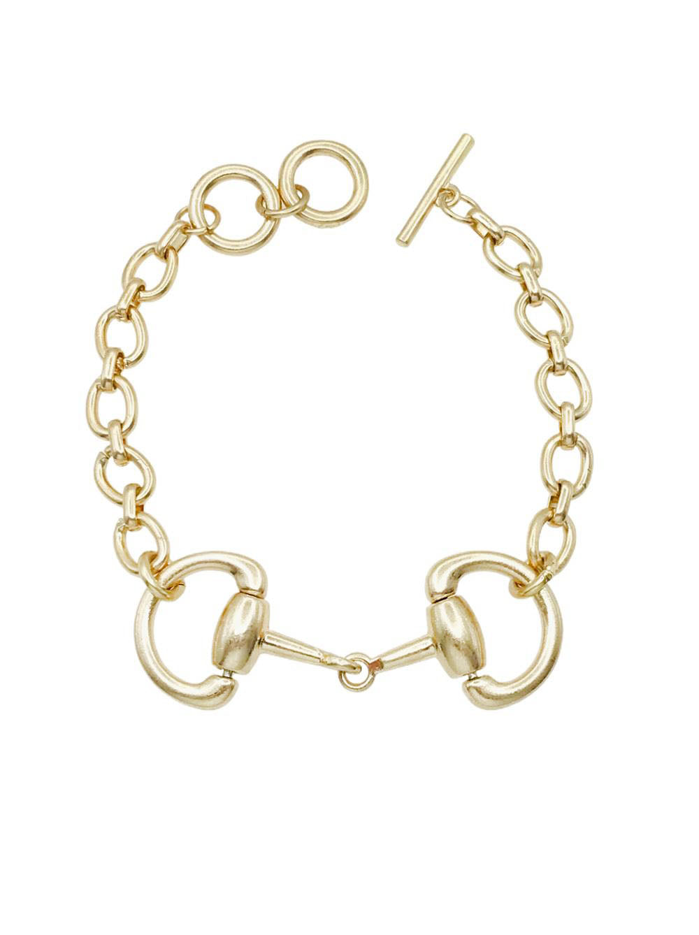 Matte Gold Horsebit with Toggle Closure