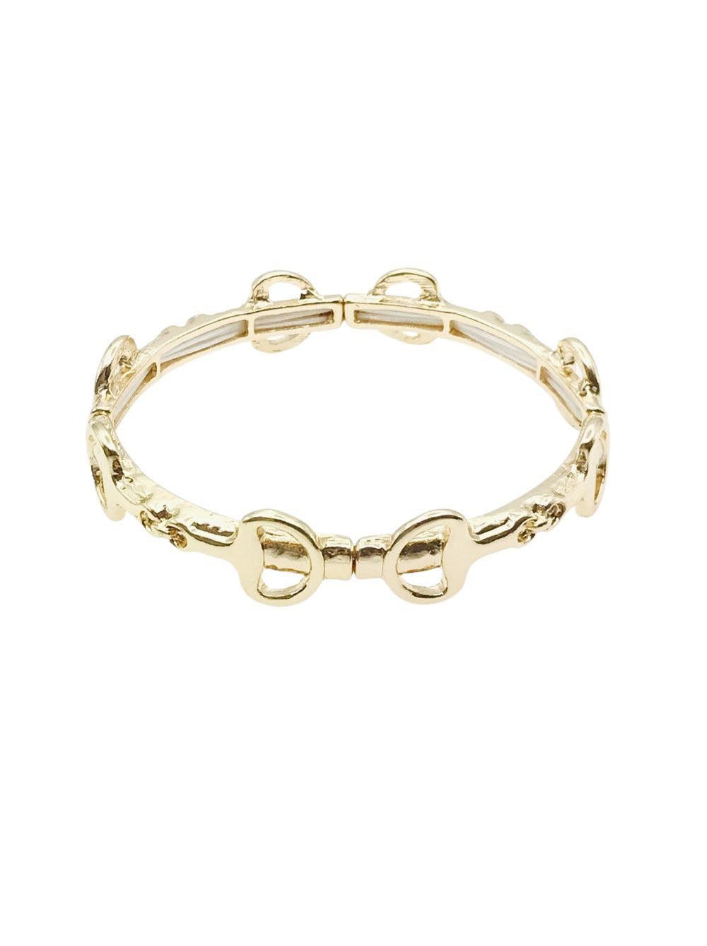 Gold Horsebit on Gold Bangle Stretch Bracelet