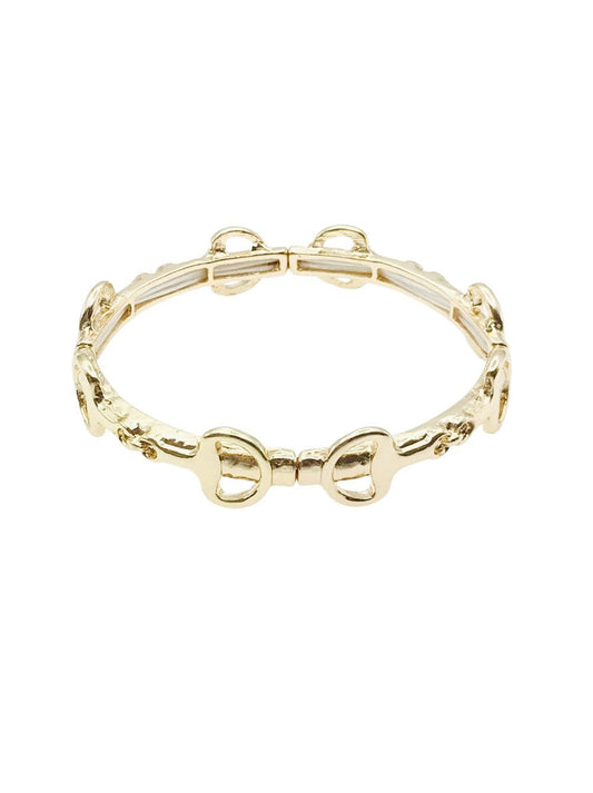 Gold Horsebit on Gold Bangle Stretch Bracelet