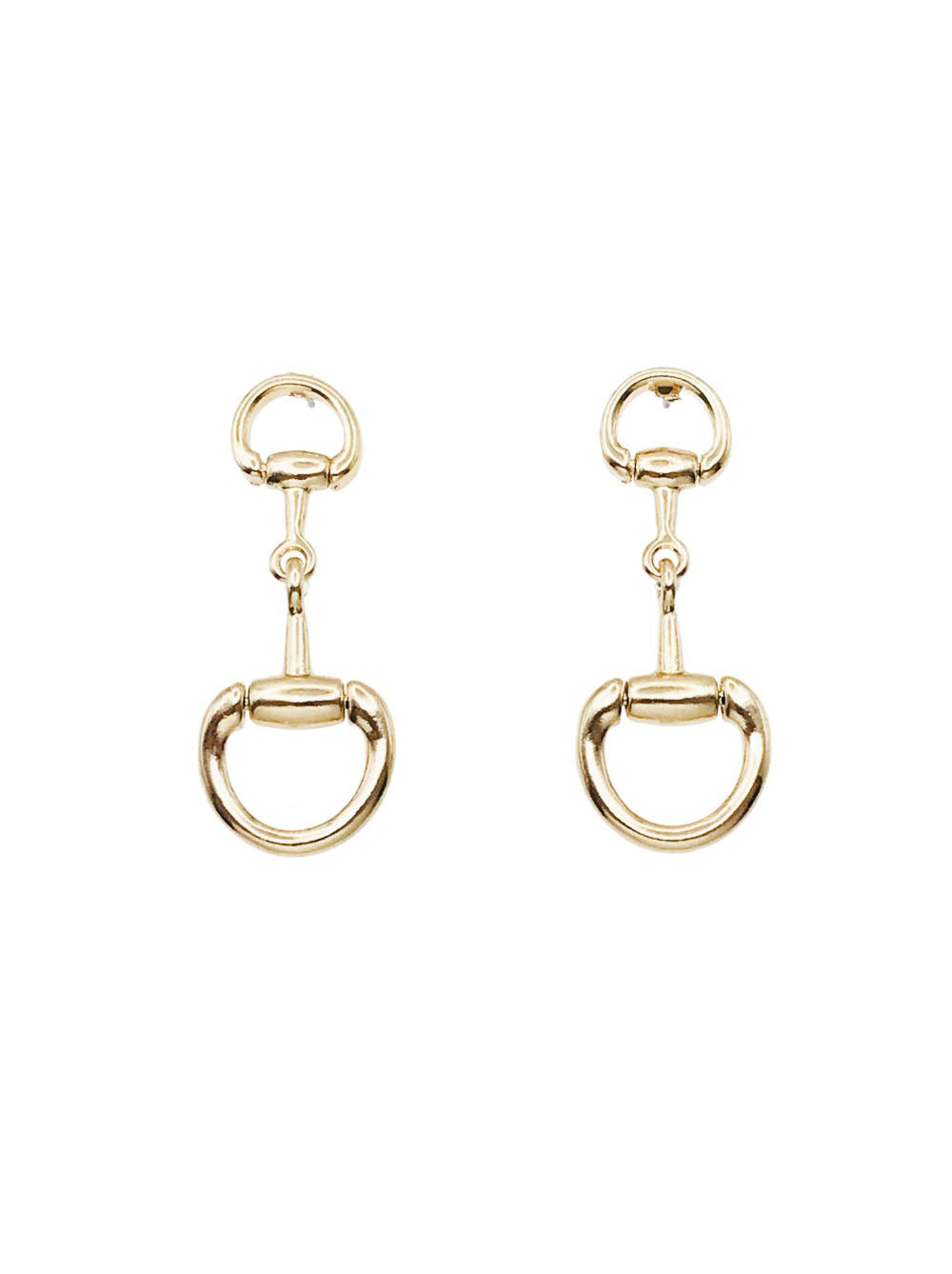 Gold Horsebit 1" Stud Earring