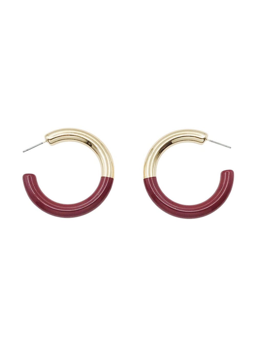Gold Hoop with Maroon Acrylic Gameday 2" Hoop Earring