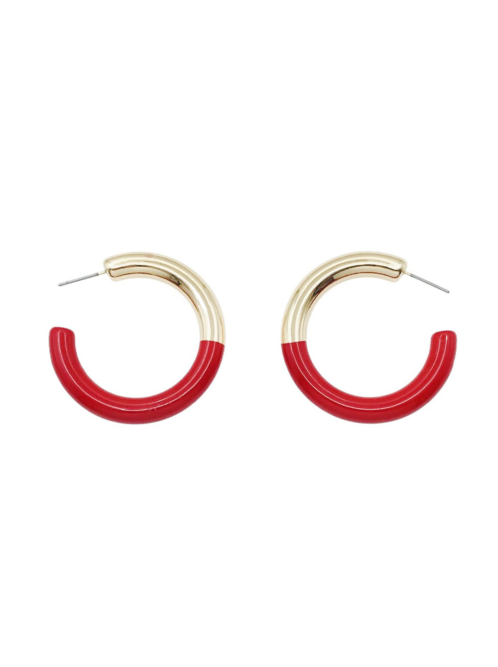 Gold Hoop with Red Acrylic Gameday 2" Hoop Earring