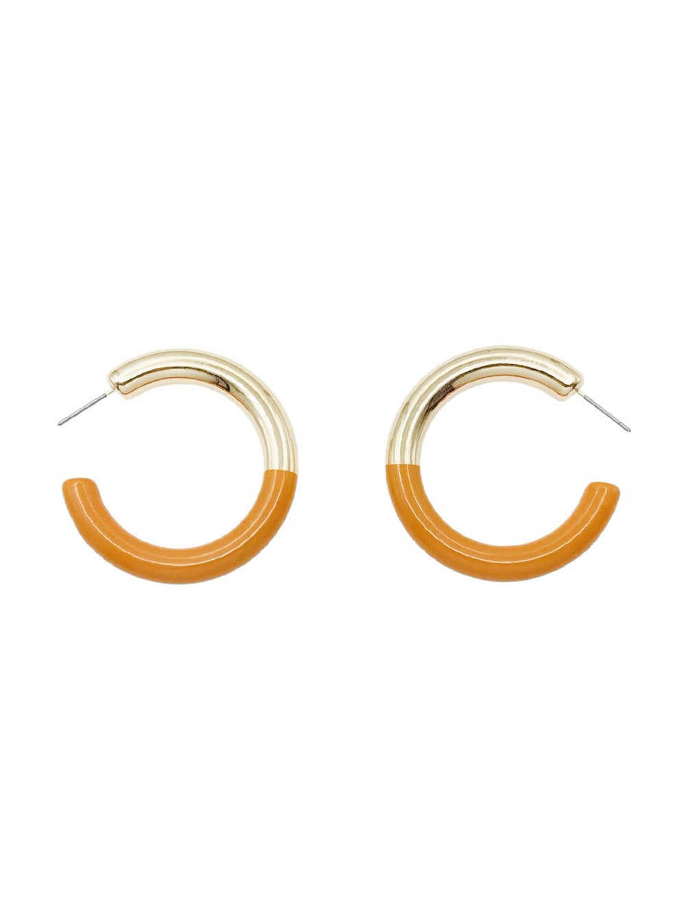 Gold Hoop with Orange Acrylic Gameday 2" Hoop Earring