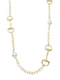Matte Gold Chain with Horsebit and Pearl 32" Necklace