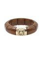 Brown Acrylic Stretch Bracelet with Gold and Crystal Accent
