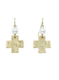 Hammered Gold with Pearl Accent 1.5" Earring