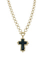 Gold Open Chain with Black Cross Charm 16"-18" Necklace