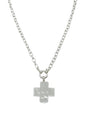 Silver Chain with Hammered Silver Cross 16"-18" Necklace