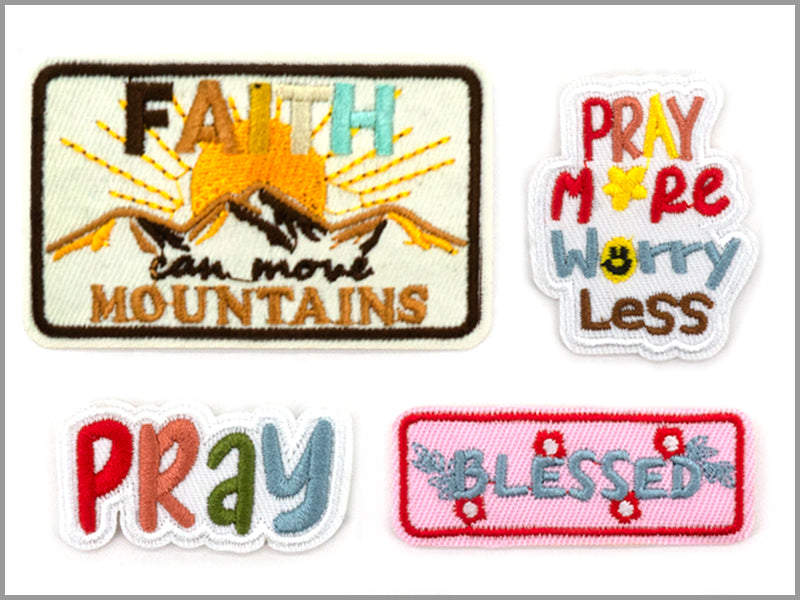 Pray, Faith, Blessed Set of 4 Iron on Hat Patches