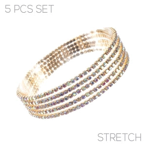 2MM AB Stone 5 Strand Crystal Stretch Bracelet
