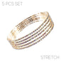 2MM AB Stone 5 Strand Crystal Stretch Bracelet