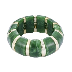 Olive Marble Nugget Stretch Bracelet