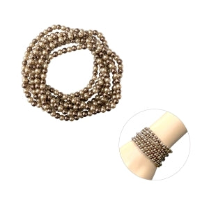 4MM Brown Pearl Set of 8 Stretch Bracelet