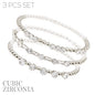 Silver Dainty CZ Stackable Set of 3 Bracelets