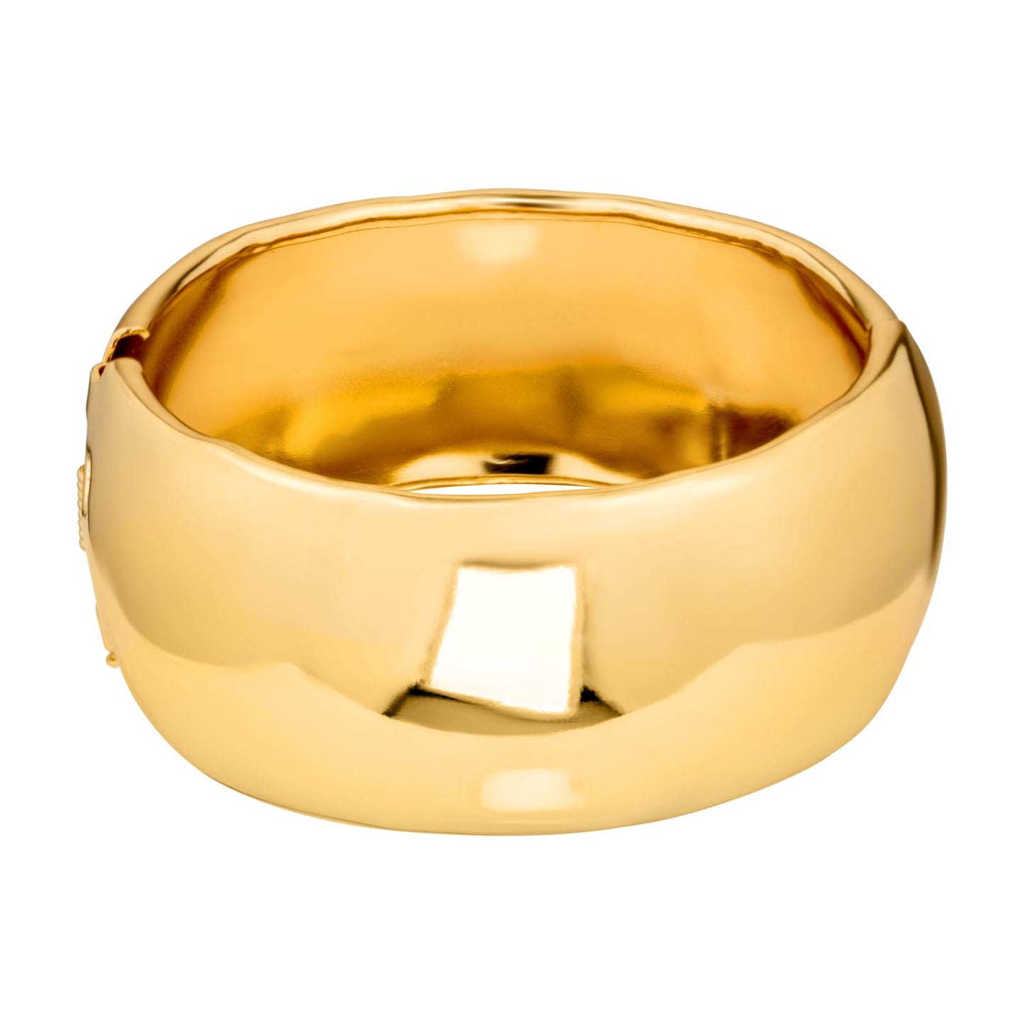 Wide Gold Metal Hinged Cuff Bangle Bracelet