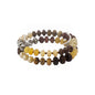 Set of 2 Brown, Cream, and Natural Beaded Stretch Bracelets