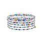 Set of 6 Blue Sead Beed and Gold Stretch Bracelets
