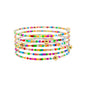 Multi Row Bright Multi Seed Bead and Gold Ball Beaded Stretch Bracelets