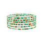 Set of 6 Green Sead Beed and Gold Stretch Bracelets