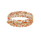 Multi Row Thin Seed Bead Orange and White Seed Bead Gameday Stretch Bracelets